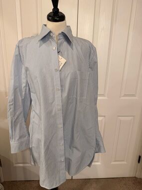 Bottega veneta Light Blue Stripe Button-Down Shirt/dress size IT 46: US 10